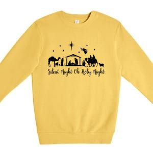 Silent Night Holy Nativity Christmas Gift Christian Gift Premium Crewneck Sweatshirt