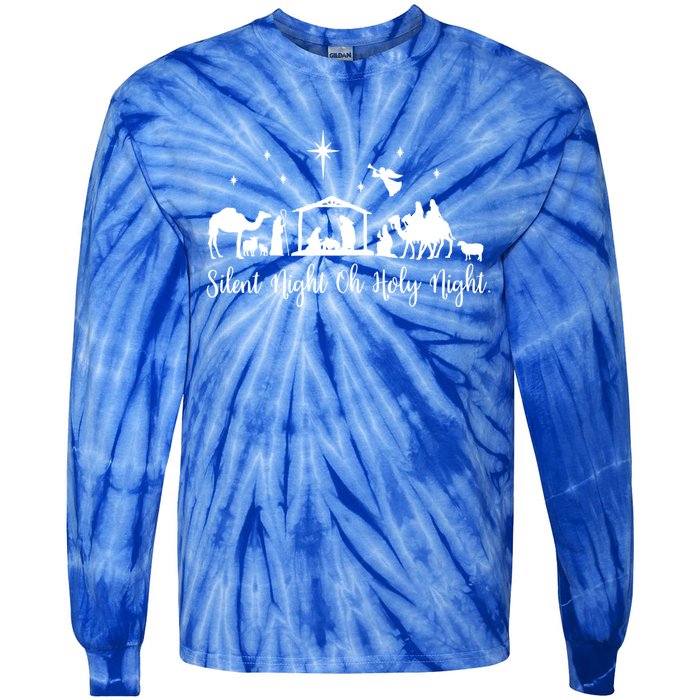 Silent Night Holy Nativity Christmas Gift Christian Gift Tie-Dye Long Sleeve Shirt