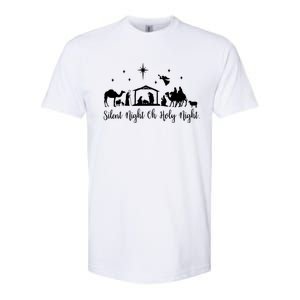 Silent Night Holy Nativity Christmas Gift Christian Gift Softstyle CVC T-Shirt