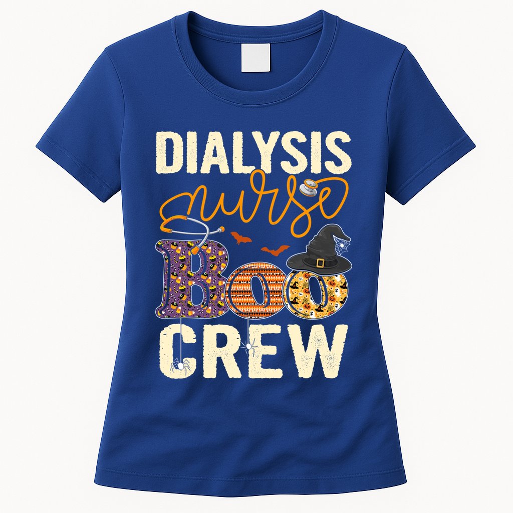 Scary Nurse Halloween Ghost Spider Dialysis Nurse Boo Crew Great Gift Womens T-Shirt