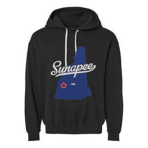 Sunapee New Hampshire Nh Map Garment-Dyed Fleece Hoodie