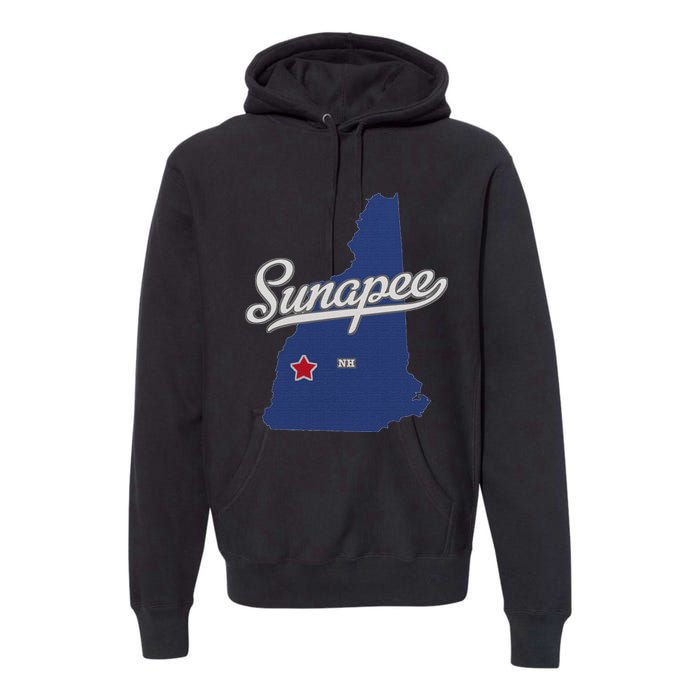 Sunapee New Hampshire Nh Map Premium Hoodie