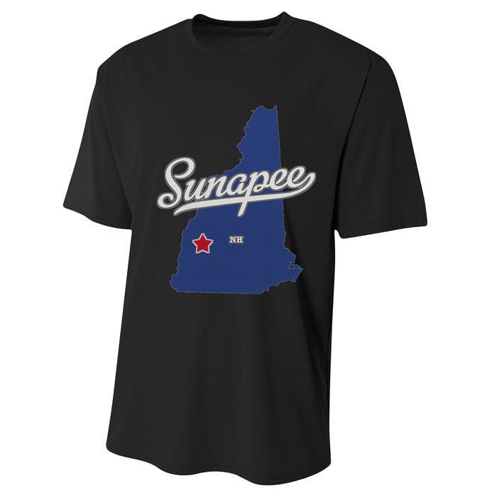 Sunapee New Hampshire Nh Map Performance Sprint T-Shirt