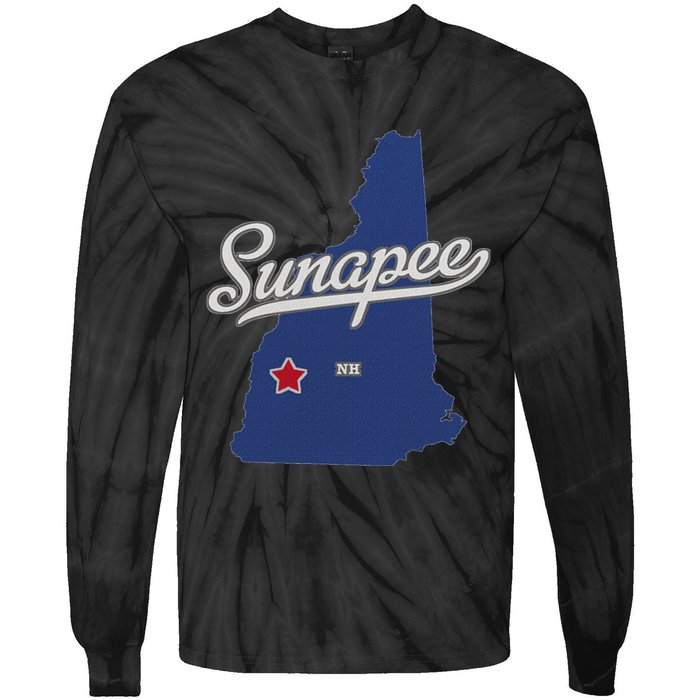 Sunapee New Hampshire Nh Map Tie-Dye Long Sleeve Shirt