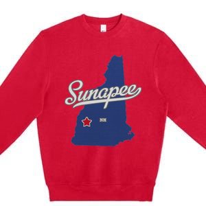 Sunapee New Hampshire Nh Map Premium Crewneck Sweatshirt