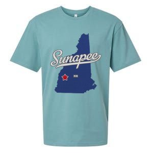 Sunapee New Hampshire Nh Map Sueded Cloud Jersey T-Shirt