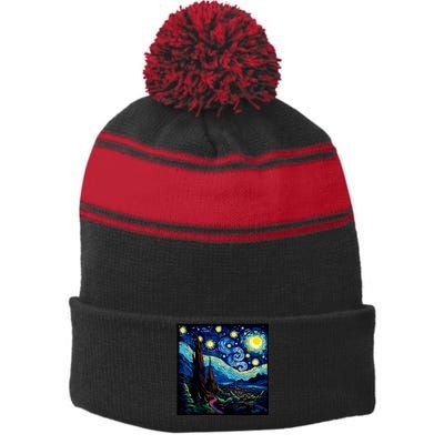 Spooky Night Halloween Stripe Pom Pom Beanie