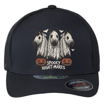 Spooky Nightmares Halloween Horse Ghost Funny Spooky Season Flexfit Unipanel Trucker Cap