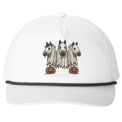 Spooky Nightmares Halloween Horse Ghost Funny Spooky Season Snapback Five-Panel Rope Hat