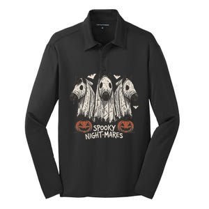 Spooky Nightmares Halloween Horse Ghost Funny Spooky Season Silk Touch Performance Long Sleeve Polo