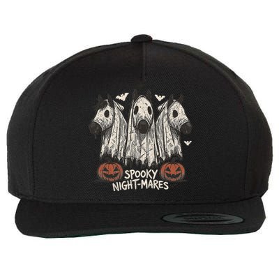 Spooky Nightmares Halloween Horse Ghost Funny Spooky Season Wool Snapback Cap