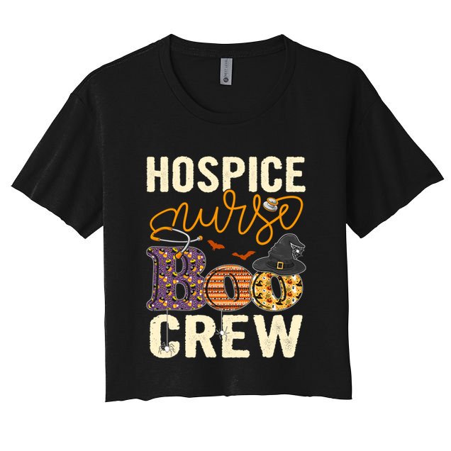 Scary Nurse Halloween Ghost Spider Hospice Nurse Boo Crew Great Gift Crop Top