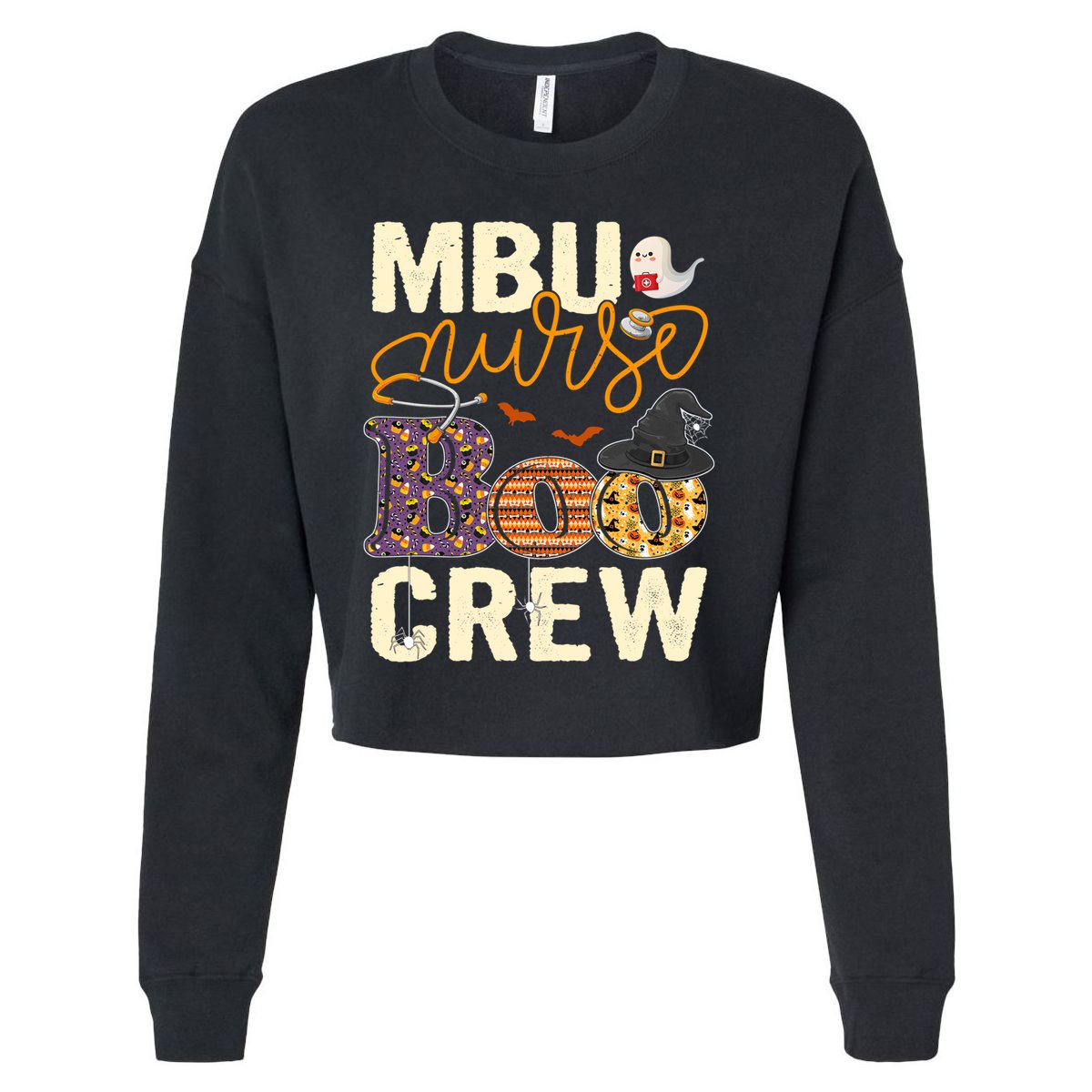 Scary Nurse Halloween Ghost Spider Mbu Nurse Boo Crew Meaningful Gift Cropped Pullover Crew