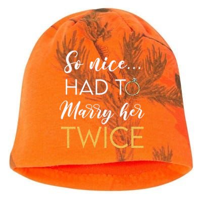 So Nice Had To Marry Her Twice Wedding Vow Renewal Ceremony Kati - Camo Knit Beanie