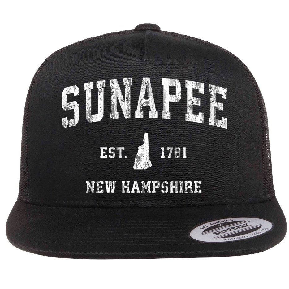 Sunapee New Hampshire Nh Vintage Established Athletic Sports Design Flat Bill Trucker Hat