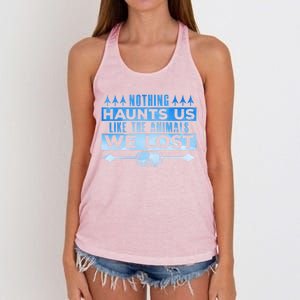 Spearfishing Nothing Haunts Us Dive Fish Hunting Harpoon Gift Women's Knotted Racerback Tank