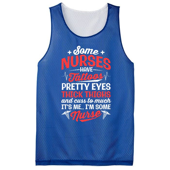 Some Nurse Have Tattoos Nursing Funny Rn Lpn Cna Gift Mesh Reversible Basketball Jersey Tank