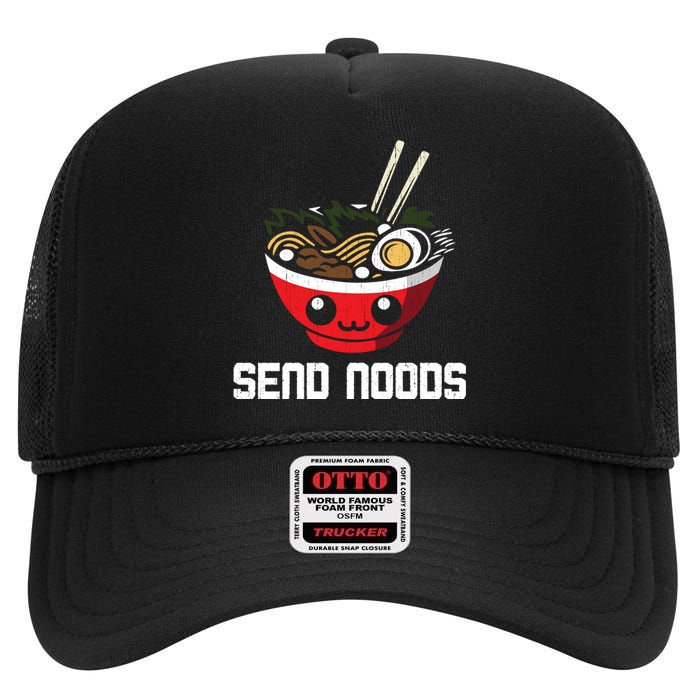 Send Noods Hoodie Funny Noodle Kawaii Adult Pun Ra High Crown Mesh Back Trucker Hat