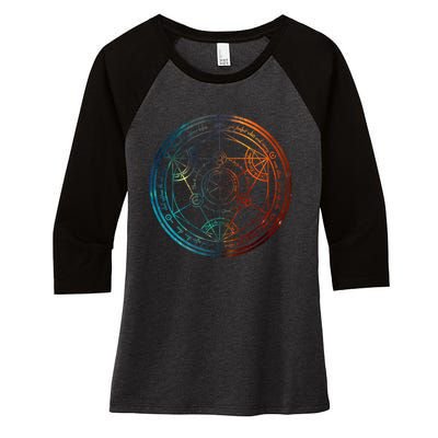 Space Nebula Human Transmutation Circle Women's Tri-Blend 3/4-Sleeve Raglan Shirt