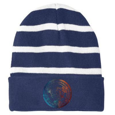 Space Nebula Human Transmutation Circle Striped Beanie with Solid Band