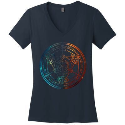 Space Nebula Human Transmutation Circle Women's V-Neck T-Shirt