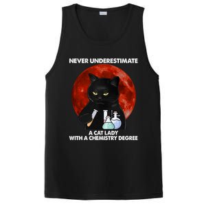 Science Nerdy Humor Chemistry Teacher Cat Feline Lover Meaningful Gift PosiCharge Competitor Tank