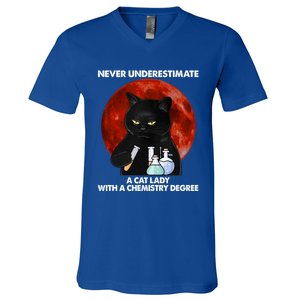 Science Nerdy Humor Chemistry Teacher Cat Feline Lover Meaningful Gift V-Neck T-Shirt