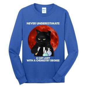 Science Nerdy Humor Chemistry Teacher Cat Feline Lover Meaningful Gift Tall Long Sleeve T-Shirt