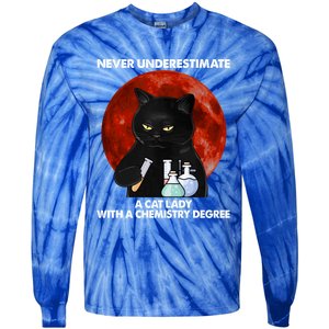 Science Nerdy Humor Chemistry Teacher Cat Feline Lover Meaningful Gift Tie-Dye Long Sleeve Shirt