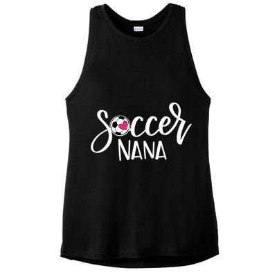 Soccer Nana Hand Lettered Gift For Nana With Ball And Heart Gift Ladies PosiCharge Tri-Blend Wicking Tank