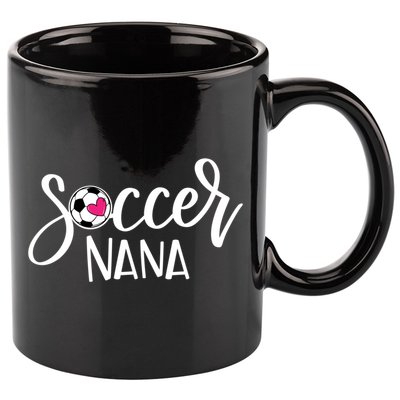 Soccer Nana Hand Lettered Gift For Nana With Ball And Heart Gift 11oz C Handle Ceramic Mug