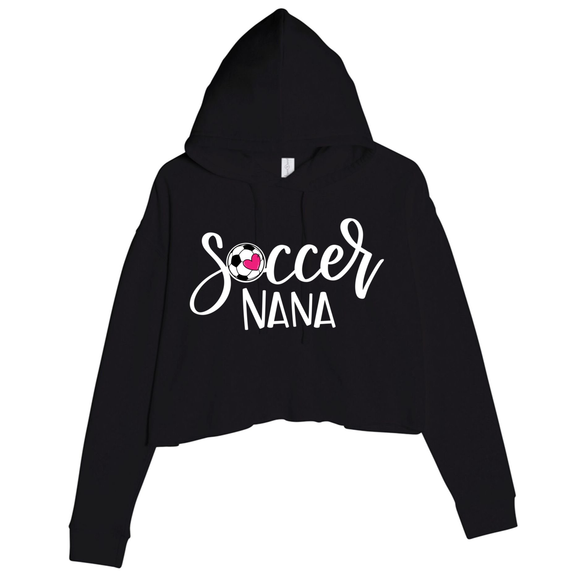 Soccer Nana Hand Lettered Gift For Nana With Ball And Heart Gift Crop Fleece Hoodie
