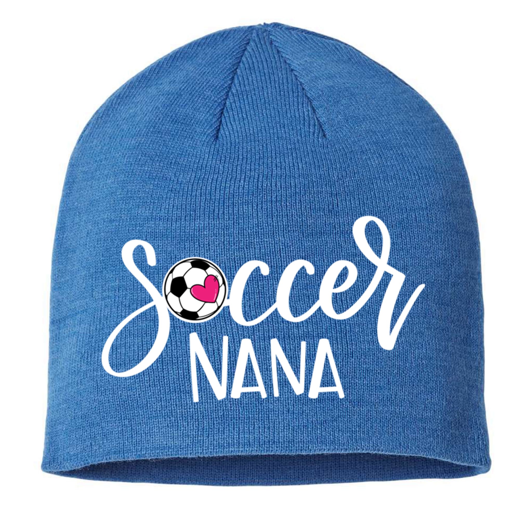 Soccer Nana Hand Lettered Gift For Nana With Ball And Heart Gift Sustainable Beanie