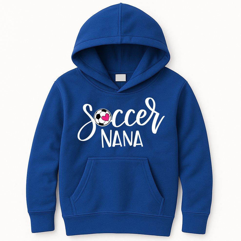 Soccer Nana Hand Lettered Gift For Nana With Ball And Heart Gift Kids Hoodie