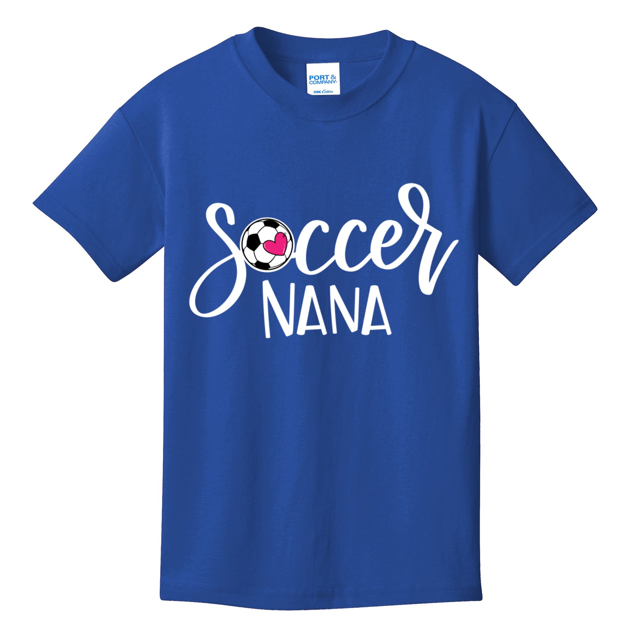 Soccer Nana Hand Lettered Gift For Nana With Ball And Heart Gift Kids T-Shirt