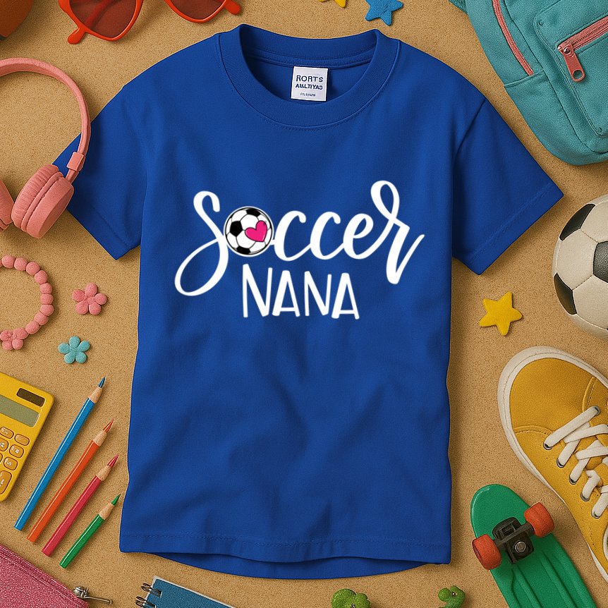 Soccer Nana Hand Lettered Gift For Nana With Ball And Heart Gift Kids T-Shirt
