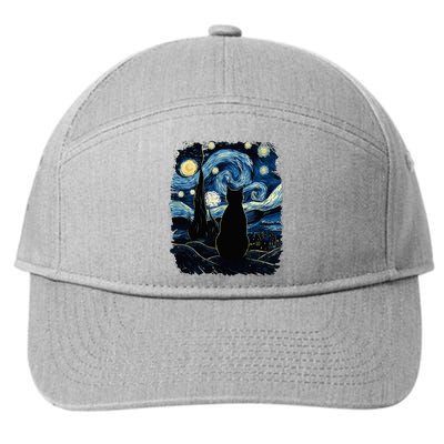 Starry Night Inspired Cat Gifts Funny Cat 7-Panel Snapback Hat