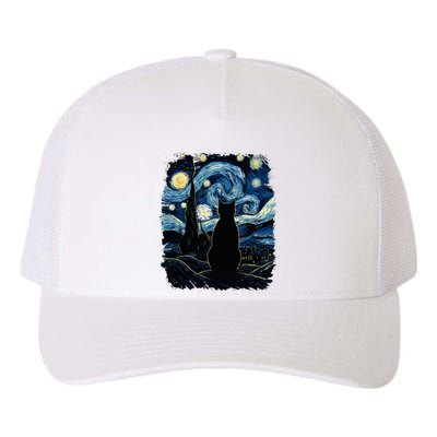 Starry Night Inspired Cat Gifts Funny Cat Yupoong Adult 5-Panel Trucker Hat