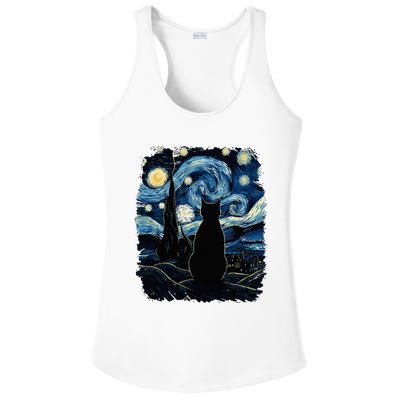 Starry Night Inspired Cat Gifts Funny Cat Ladies PosiCharge Competitor Racerback Tank