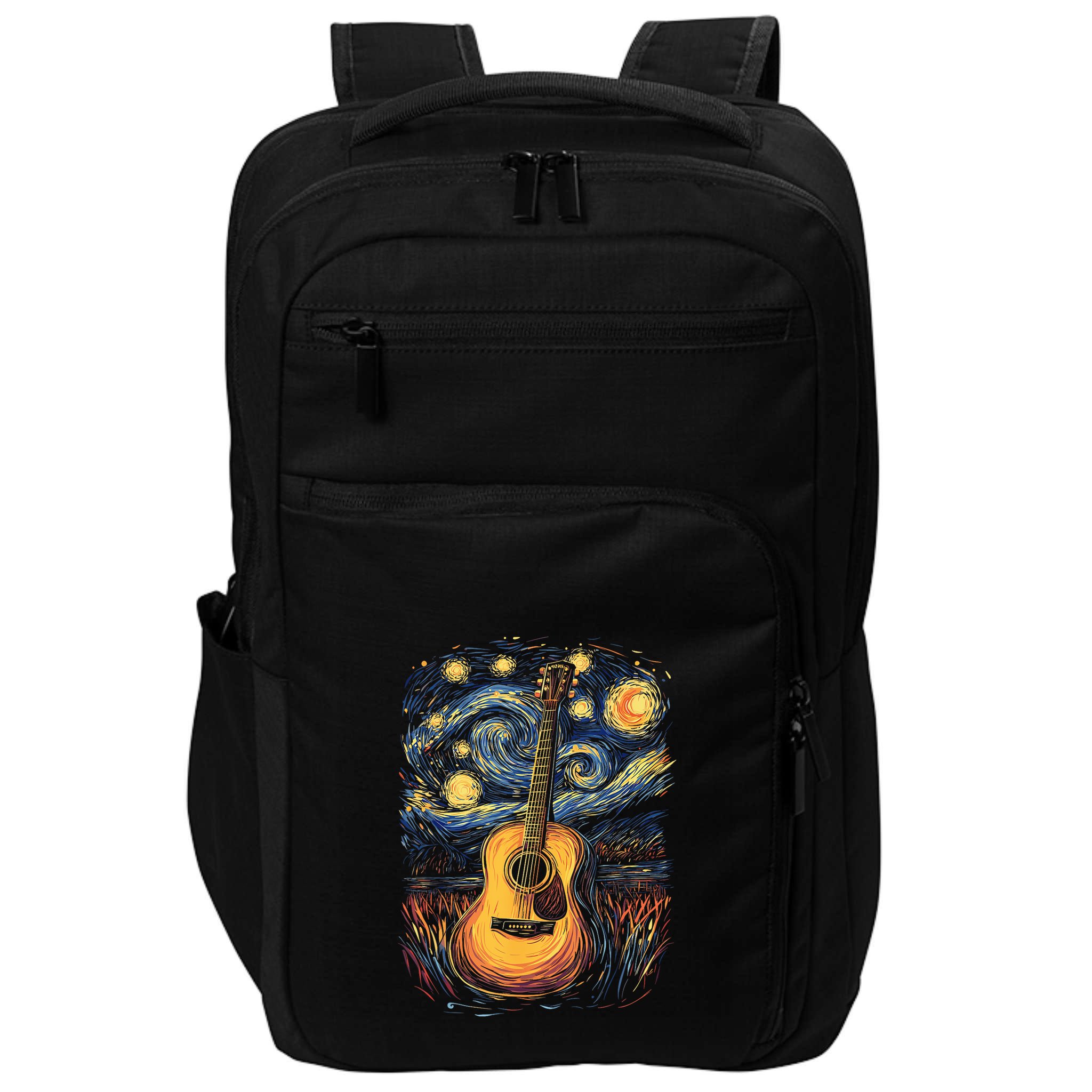 Starry Night Inspired Acoustic Guitar Impact Tech Backpack