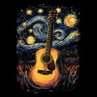 Starry Night Inspired Acoustic Guitar Impact Tech Backpack