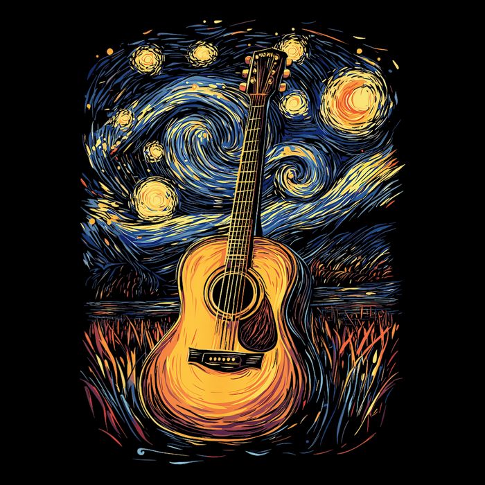 Starry Night Inspired Acoustic Guitar Impact Tech Backpack