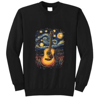 Starry Night Inspired Acoustic Guitar Tall Sweatshirt