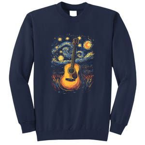 Starry Night Inspired Acoustic Guitar Tall Sweatshirt