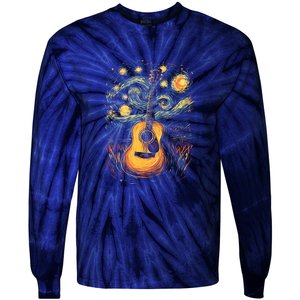 Starry Night Inspired Acoustic Guitar Tie-Dye Long Sleeve Shirt