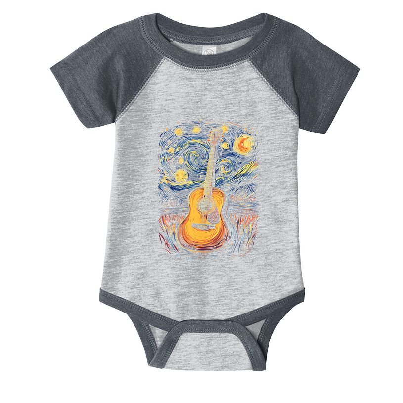 Starry Night Inspired Acoustic Guitar Infant Baby Jersey Bodysuit