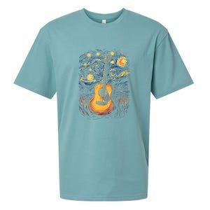 Starry Night Inspired Acoustic Guitar Sueded Cloud Jersey T-Shirt