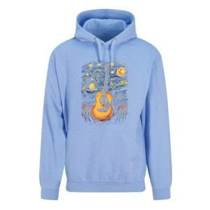 Starry Night Inspired Acoustic Guitar Unisex Surf Hoodie