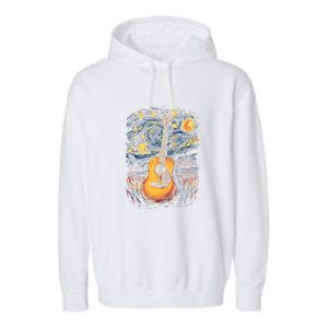 Starry Night Inspired Acoustic Guitar Garment-Dyed Fleece Hoodie