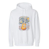 Starry Night Inspired Acoustic Guitar Garment-Dyed Fleece Hoodie